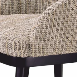 Casa Padrino Luxus Esszimmer Stuhl mit Armlehnen Beige / Schwarz H. 79 cm - Esszimmer Möbel