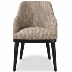 Casa Padrino Luxus Esszimmer Stuhl mit Armlehnen Beige / Schwarz H. 79 cm - Esszimmer Möbel