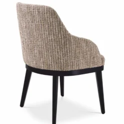 Casa Padrino Luxus Esszimmer Stuhl mit Armlehnen Beige / Schwarz H. 79 cm - Esszimmer Möbel