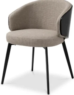 Casa Padrino Luxus Esszimmer Stuhl Grau / Schwarz 57 x 62 x H. 77 cm - Küchenstuhl mit Armlehnen - Esszimmer Möbel - Luxus Möbel - Luxus Qualität