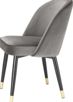 Casa Padrino Luxus Esszimmerstuhl Set Grau / Schwarz / Messing 53 x 56 x H. 84 cm - Esszimmerstühle mit edlem Samtstoff - Esszimmer Möbel