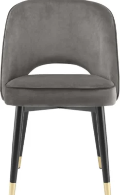 Casa Padrino Luxus Esszimmerstuhl Set Grau / Schwarz / Messing 53 x 56 x H. 84 cm - Esszimmerstühle mit edlem Samtstoff - Esszimmer Möbel
