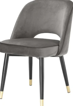 Casa Padrino Luxus Esszimmerstuhl Set Grau / Schwarz / Messing 53 x 56 x H. 84 cm - Esszimmerstühle mit edlem Samtstoff - Esszimmer Möbel