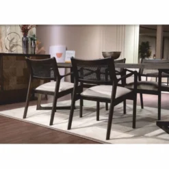 Casa Padrino Luxus Esszimmer Set Braun / Creme - 1 Esstisch und 6 Esszimmer Stühle - Luxus Möbel