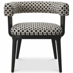 Casa Padrino Luxus Esszimmer Stuhl mit Armlehnen Weiß / Schwarz H. 73 cm - Esszimmer Möbel