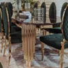 Casa Padrino Luxus Esszimmer Set Schwarz / Grün / Gold - 1 Luxus Esstisch & 10 Luxus Esszimmerstühle - Esszimmer Möbel - Luxus Qualität
