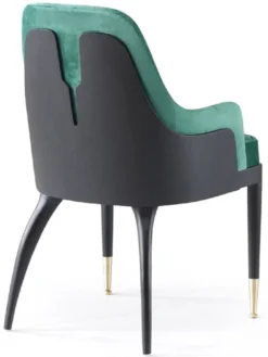 Casa Padrino Luxus Esszimmerstuhl 6er Set mit Armlehnen Grün / Schwarz / Messing 55 x 59 x H. 88 cm - Esszimmer Möbel - Restaurant Möbel - Esszimmer Einrichtung - Luxus Möbel - Luxus Einrichtung