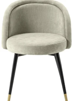 Casa Padrino Luxus Esszimmerstuhl Set Sandfarben / Schwarz / Messing 57,5 x 58 x H. 77 cm - Edle Esszimmerstühle - Luxus Esszimmer Möbel