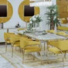 Casa Padrino Luxus Esszimmer Stuhl Set mit Armlehnen Gelb / Gold 60 x 59,8 x H. 80 cm - Küchen Stühle 8er Set - Esszimmer Möbel - Restaurant Möbel - Luxus Möbel - Luxus Einrichtung