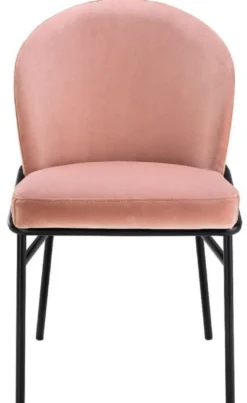 Casa Padrino Luxus Esszimmerstühle Rosa / Schwarz 49 x 56 x H. 82 cm - Küchenstühle mit edlem Samtstoff - Esszimmer Set