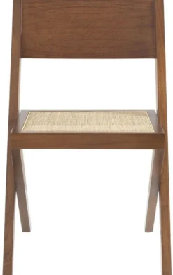 Casa Padrino Luxus Esszimmerstuhl Braun / Naturfarben 53 x 56 x H. 85 cm - Massivholz Stuhl mit Rattangeflecht - Luxus Esszimmer Möbel