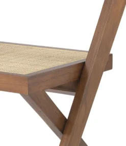 Casa Padrino Luxus Esszimmerstuhl Braun / Naturfarben 53 x 56 x H. 85 cm - Massivholz Stuhl mit Rattangeflecht - Luxus Esszimmer Möbel