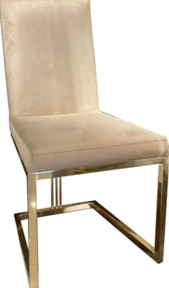 Casa Padrino Luxus Esszimmer Stuhl Set Creme / Gold 50 x 60 x H. 100 cm - Edles Küchen Stühle 6er Set - Luxus Esszimmer Möbel