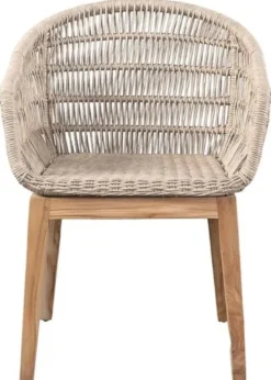Casa Padrino Luxus Esszimmer Stuhl Grau / Naturfarben 60 x 60 x H. 80 cm - Luxus Garten Stuhl mit edlem Rattangeflecht - Esszimmer Möbel - Garten Möbel - Rattan Möbel - Luxus Möbel