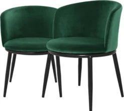 Casa Padrino Luxus Esszimmerstuhl Set Grün / Schwarz 57 x 57 x H. 74 cm - Esszimmermöbel