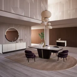 Casa Padrino Luxus Esszimmer Stuhl 8er Set Lila / Schwarz / Beige - Küchen Stühle mit Armlehnen - Esszimmer Möbel - Restaurant Möbel - Hotel Möbel - Luxus Möbel