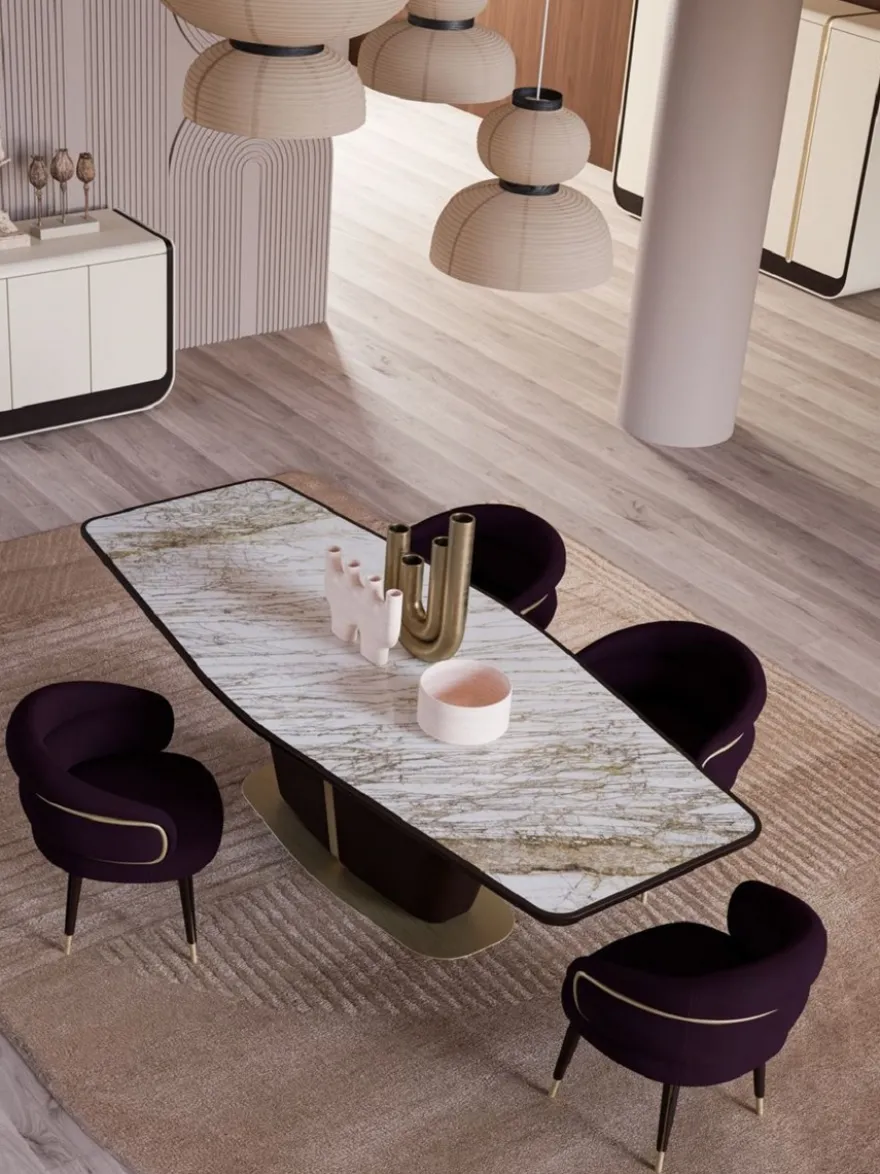 Casa Padrino Luxus Esszimmer Stuhl 8er Set Lila / Schwarz / Beige - Küchen Stühle mit Armlehnen - Esszimmer Möbel - Restaurant Möbel - Hotel Möbel - Luxus Möbel
