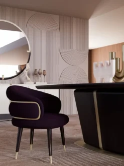Casa Padrino Luxus Esszimmer Stuhl 8er Set Lila / Schwarz / Beige - Küchen Stühle mit Armlehnen - Esszimmer Möbel - Restaurant Möbel - Hotel Möbel - Luxus Möbel