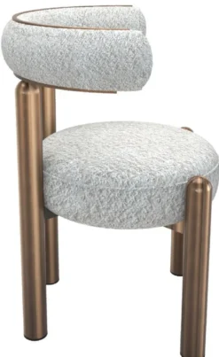 Casa Padrino Luxus Esszimmer Stuhl mit gebogener Rückenlehne Weiß / Bronze - Esszimmer Möbel