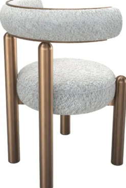 Casa Padrino Luxus Esszimmer Stuhl mit gebogener Rückenlehne Weiß / Bronze - Esszimmer Möbel