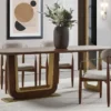 Casa Padrino Luxus Esszimmerstuhl 6er Set mit Armlehnen Grau / Braun / Messing 69 x 52 x H. 90 cm - Esszimmer Möbel - Restaurant Möbel - Esszimmer Einrichtung - Luxus Möbel - Luxus Einrichtung