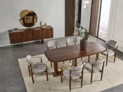 Casa Padrino Luxus Esszimmerstuhl 6er Set mit Armlehnen Grau / Braun / Messing 69 x 52 x H. 90 cm - Esszimmer Möbel - Restaurant Möbel - Esszimmer Einrichtung - Luxus Möbel - Luxus Einrichtung