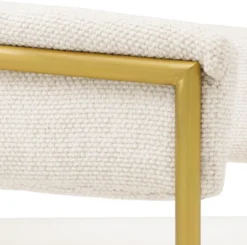 Casa Padrino Luxus Esszimmer Stuhl mit Armlehnen Cremeweiß / Messing - Esszimmer Möbel