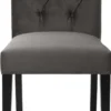 Casa Padrino Luxus Esszimmerstuhl Grau / Schwarz 51 x 64 x H. 90 cm - Chesterfield Küchenstuhl mit edlem Samtstoff - Luxus Esszimmer Möbel