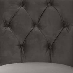 Casa Padrino Luxus Esszimmerstuhl Grau / Schwarz 51 x 64 x H. 90 cm - Chesterfield Küchenstuhl mit edlem Samtstoff - Luxus Esszimmer Möbel