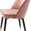 Casa Padrino Luxus Esszimmerstuhl Set Rosa / Schwarz / Messing 53 x 56 x H. 84 cm - Esszimmerstühle mit edlem Samtstoff - Esszimmer Möbel