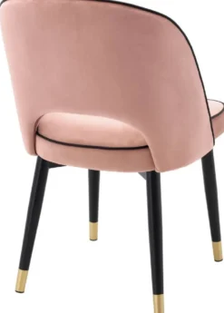Casa Padrino Luxus Esszimmerstuhl Set Rosa / Schwarz / Messing 53 x 56 x H. 84 cm - Esszimmerstühle mit edlem Samtstoff - Esszimmer Möbel