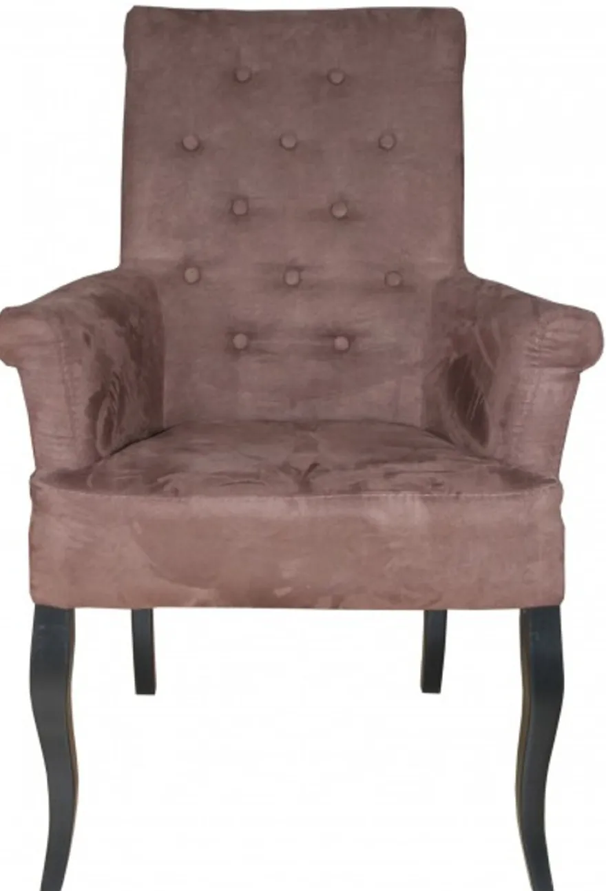 Casa Padrino Luxus Esszimmer Stuhl Braun / Schwarz mit Armlehnen - Barock Möbel
