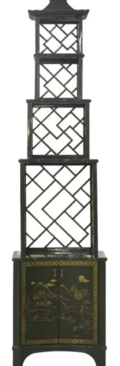 Casa Padrino Luxus Etagere im chinesischen Stil Grün / Gold 54 x 37 x H. 219 cm - Hotel & Restaurant Accessoires