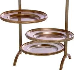 Casa Padrino Luxus Etagere mit Tragegriff Vintage Messing 21 x 18,5 x H. 47,5 cm - Gastronomie Accessoires - Restaurant Accessoires - Hotel Accessoires - Luxus Accessoires - Luxus Qualität
