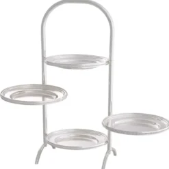 Casa Padrino Luxus Etagere mit Tragegriff Silber 21 x 18,5 x H. 47,5 cm - Gastronomie Accessoires - Restaurant Accessoires - Hotel Accessoires - Luxus Accessoires - Luxus Qualität
