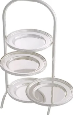 Casa Padrino Luxus Etagere mit Tragegriff Silber 21 x 18,5 x H. 47,5 cm - Gastronomie Accessoires - Restaurant Accessoires - Hotel Accessoires - Luxus Accessoires - Luxus Qualität