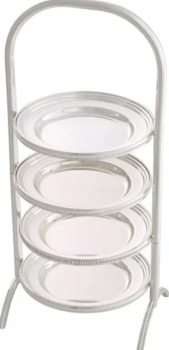 Casa Padrino Luxus Etagere mit Tragegriff Silber 21 x 18,5 x H. 47,5 cm - Gastronomie Accessoires - Restaurant Accessoires - Hotel Accessoires - Luxus Accessoires - Luxus Qualität