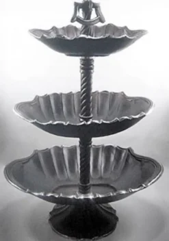 Casa Padrino Luxus Etagere 3-Stufig Schwarz / Silber 59 x 42 x H. 85 cm - Gastronomie Accessoires