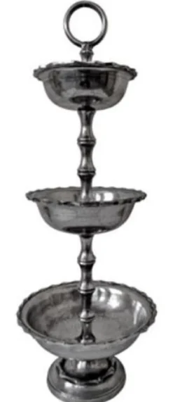 Casa Padrino Luxus Etagere 3-Stufig Silber Ø 38 x H. 105 cm - Hotel & Restaurant Accessoires