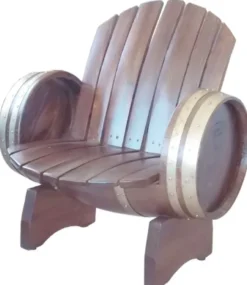Casa Padrino Luxus Fass Sessel Braun / Silber 92 x 65 x H. 98 cm - Massivholz Weinfass Sessel - Garten Terrassen Gastronomie Möbel