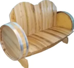 Casa Padrino Luxus Fass Sofa Naturfarben / Silber 160 x 65 x H. 98 cm - Handgefertigtes Massivholz Weinfass Sofa - Garten Terrassen Gastronomie Möbel