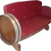 Casa Padrino Luxus Fass Sofa Rot / Braun / Silber 160 x 65 x H. 85 cm - Gepolstertes Massivholz Weinfass Sofa - Garten Terrassen Gastronomie Möbel