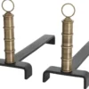 Casa Padrino Luxus Feuerbock Set Vintage Messingfarben / Schwarz 45 x 17 x H. 30 cm - Kamin Zubehör - Luxus Kollektion