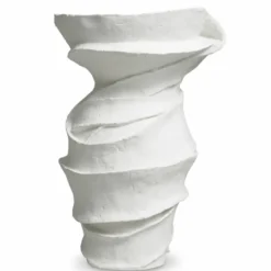Casa Padrino Luxus Fiberglas Blumentopf Matt Weiß H. 59 cm - Luxus Qualität