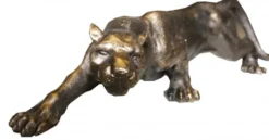 Casa Padrino Luxus Figur Panther - Massive Skulptur aus Aluminiumguss - 11 cm x 41 cm x 13 cm - Edel & Prunkvoll