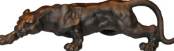 Casa Padrino Luxus Figur Panther - Massive Skulptur aus Aluminiumguss - 11 cm x 41 cm x 13 cm - Edel & Prunkvoll