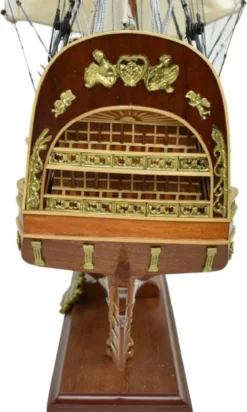 Casa Padrino Luxus Flaggschiff Royal Louis Braun 94 x 25 x H. 84 cm - Handgefertigtes Deko Schiff - Holzschiff - Segelschiff - Kriegsschiff - Modellschiff - Wohnzimmer Deko - Deko Accessoires