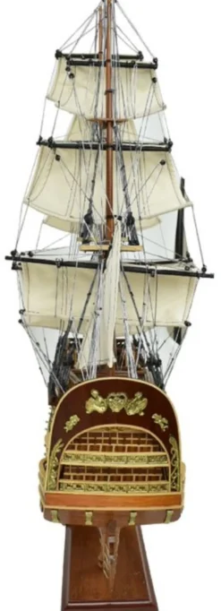 Casa Padrino Luxus Flaggschiff Royal Louis Braun 94 x 25 x H. 84 cm - Handgefertigtes Deko Schiff - Holzschiff - Segelschiff - Kriegsschiff - Modellschiff - Wohnzimmer Deko - Deko Accessoires