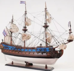 Casa Padrino Luxus Flaggschiff Goto Predestination mit Massivholz Ständer 95,2 x 29,2 x H. 83,8 cm - Handgefertigtes Deko Schiff - Holzschiff - Kriegsschiff - Segelschiff - Deko Accessoires