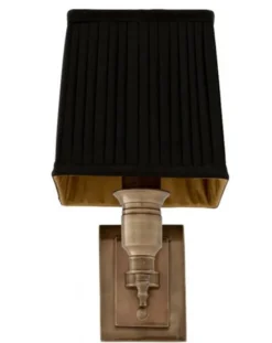 Casa Padrino Luxus 1-flammige Messing Wandleuchte mit schwarzem Stoffschirm - 14 x 22 x 27 cm